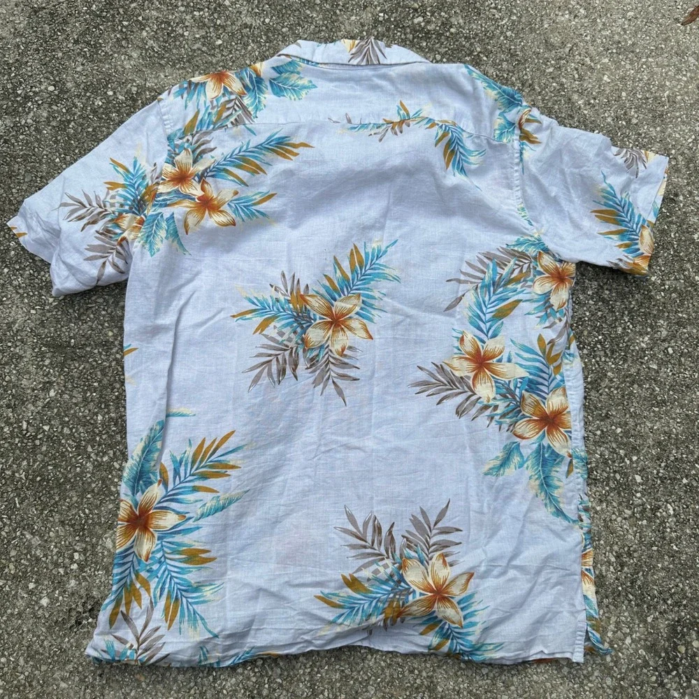 Banana Republic Mens Slim Fit Linen Cotton Tropical Floral Camp Shirt Medium